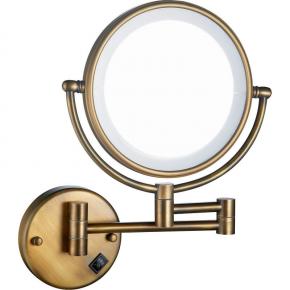 Brushed Bronze Wall Mounted Shaving Mirror With Lights